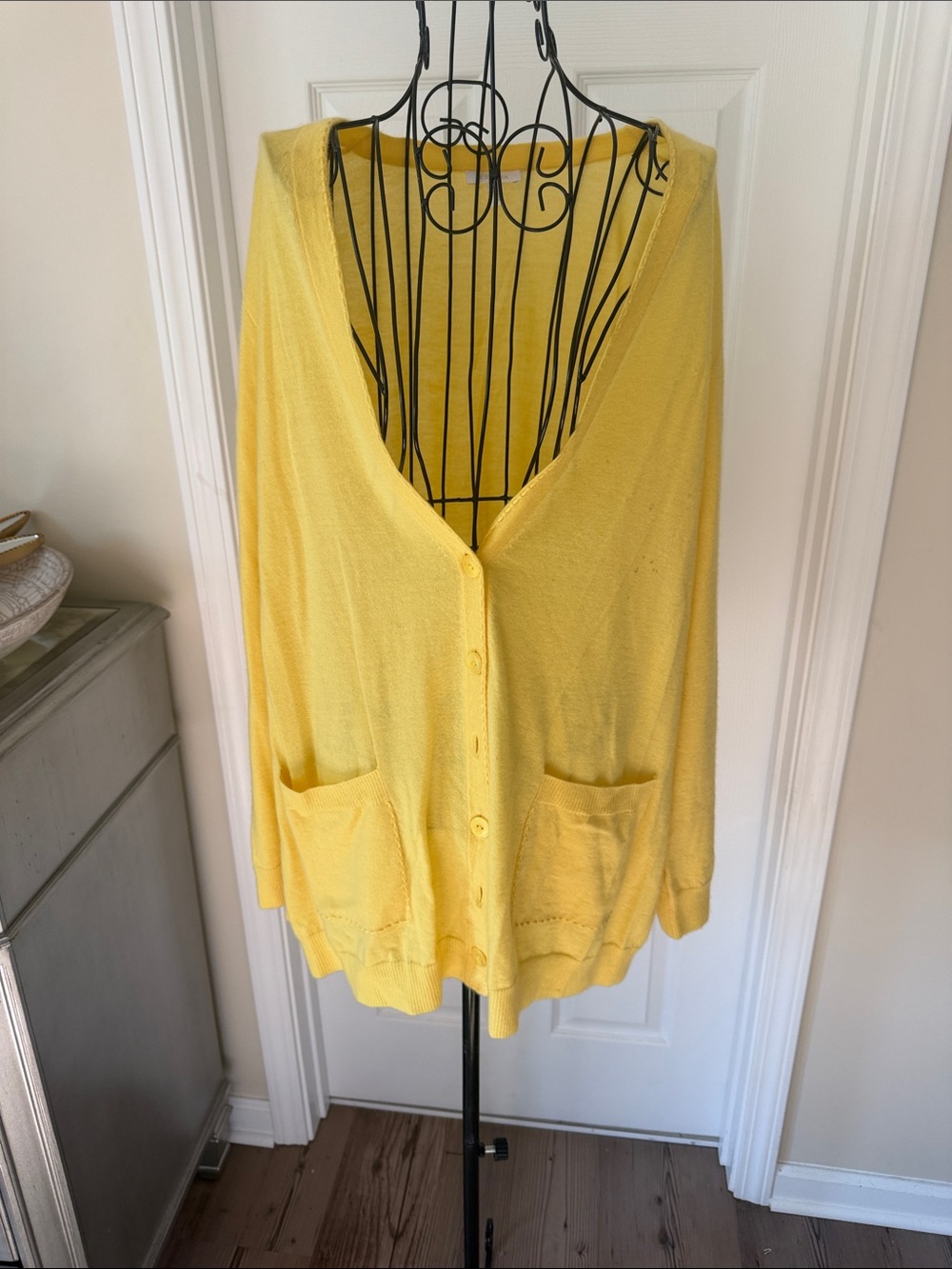 Escada Yellow Button-Front Cardigan Sweater